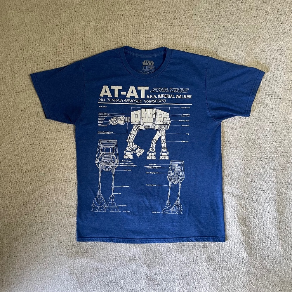 Vintage Large Star Wars AT-AT T-shirt. Blue.
